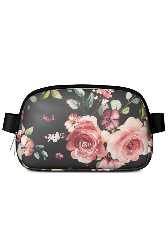 Botanical Watercolor Waist Bag – Floral Fanny Pack with Country Garden Wildflowers, Bees & Leaves