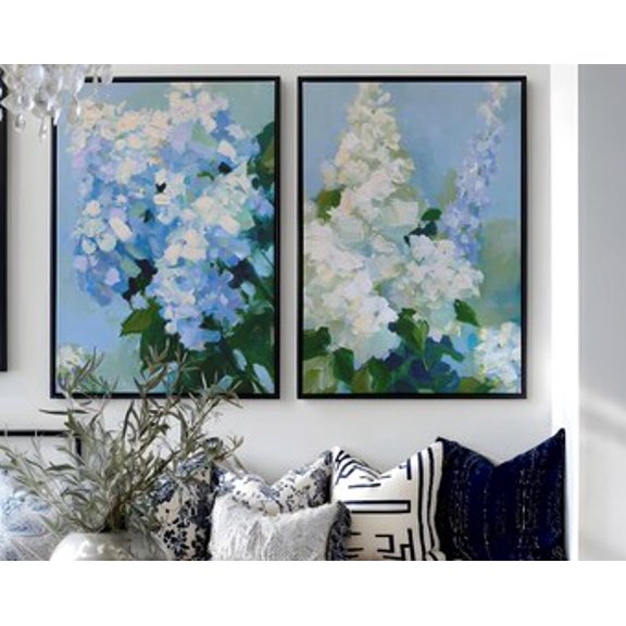 Botanical Whimsical Hydrangea Hamptons Coastal Cottagecore Southern Classic Decor Poster, Set 2, Poster Only
