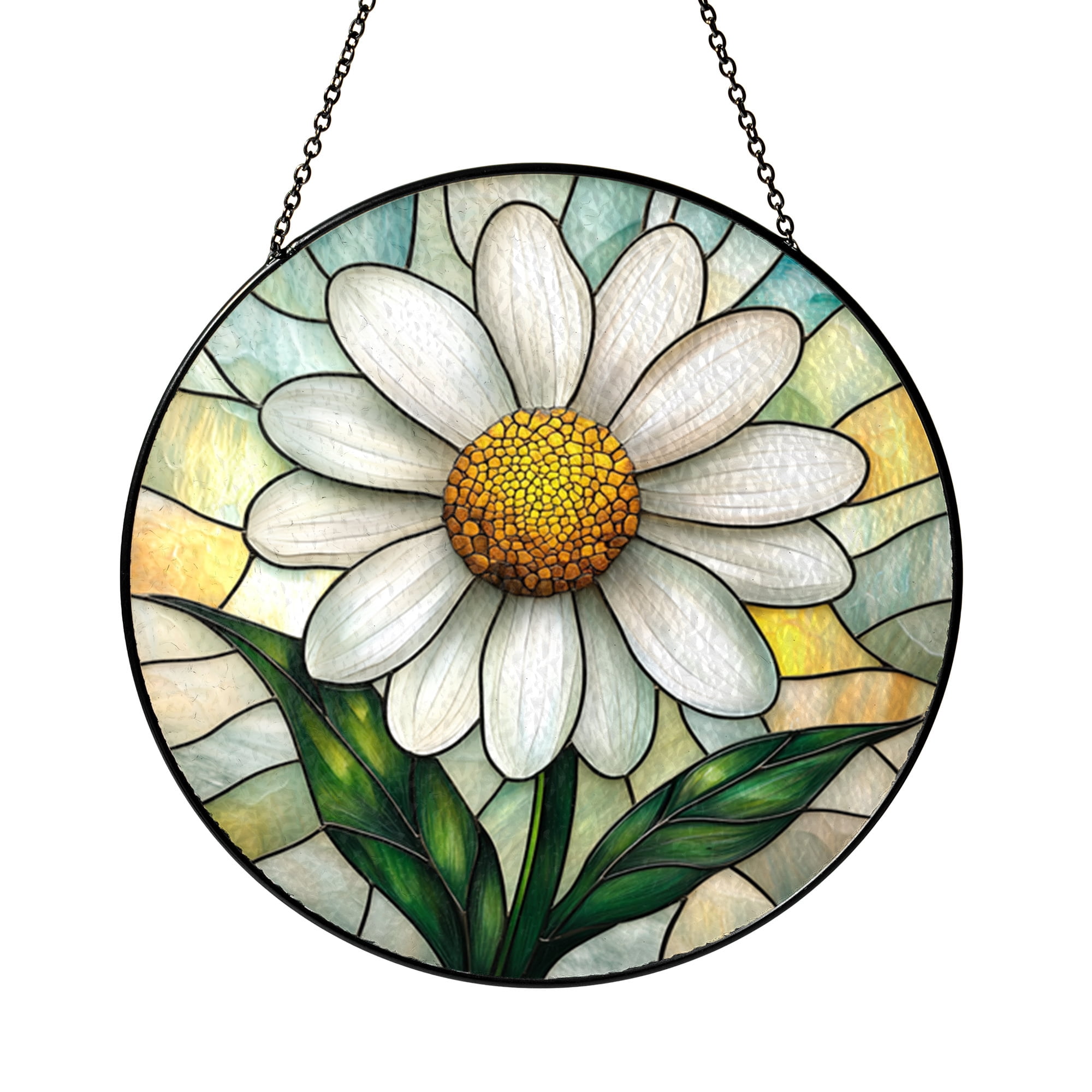 Window Flower Glass Botanical White Flower Glass Style Window Art - Walmart.com
