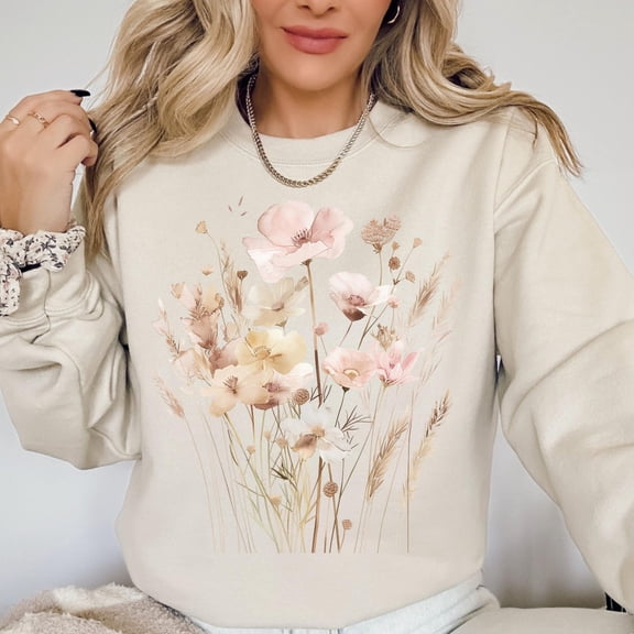 Botanical Wildflower Sweatshirt: Vintage Cottagecore Floral Crewneck, F5491 All Size S-5Xl