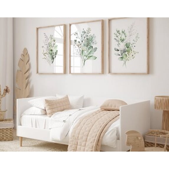 Botanical Wildflower Wall Art Prints Set, Sage Green Decor - Walmart.com