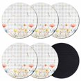 thumbnail image 1 of Botanical Wildflowers Coasters Set of 6, Absorbent Coasters for Drinks, Spring Farmhouse Floral Grey Plaid Coaster for Desk Coffee Table Protection, Home Decor House Warming Gifts 4", 1 of 8