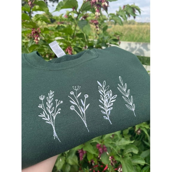 Botanical Wildflowers Embroidered Sweatshirt