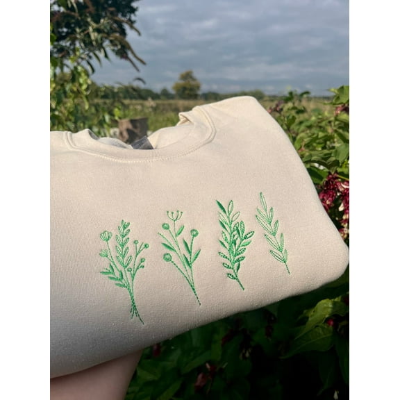 Botanical Wildflowers Embroidered Sweatshirt