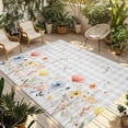 thumbnail image 1 of Botanical Wildflowers Outdoor Rug 6x9 Ft - Reversible Patio Rug Outdoor Camping Rugs, Spring Farmhouse Floral Grey Plaid Indoor Outdoor Area Rugs, Non-Slip Outdoor Carpet Runner for Deck/Porch, 1 of 8