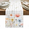 thumbnail image 1 of Botanical Wildflowers Table Runner - 60 Inch Long, Kitchen Dining Table Runner Dresser Scarves, Spring Farmhouse Floral Grey Plaid Farmhouse Decor for Coffee Tables Wedding Party Banquet, 1 of 8