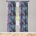thumbnail image 1 of Botanical Window Curtains, Digital Shadows of Colorful Forest Leaf Prints Abstract Nature Pattern, Lightweight Decor 2-Panel Set with Rod Pocket, Pair of - 28"x63", Black and Multicolor, by Ambesonne, 1 of 3