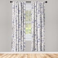 thumbnail image 1 of Botanical Window Curtains, Vintage Design Pattern of Leaves Flowers and Branches Meadow Feels, Lightweight Decor 2-Panel Set with Rod Pocket, Pair of - 28"x84", Ivory and Blue Violet, by Ambesonne, 1 of 3