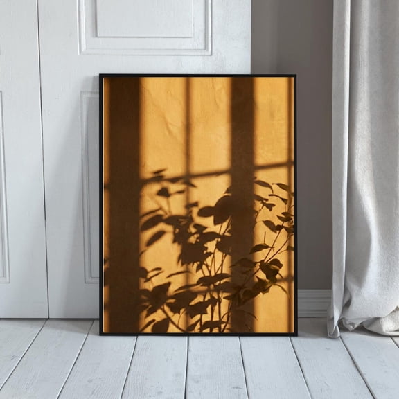 Botanical Window Shadow Print, Terracotta Minimalist Nature Decor, Unframed Paper Poster 11x14in