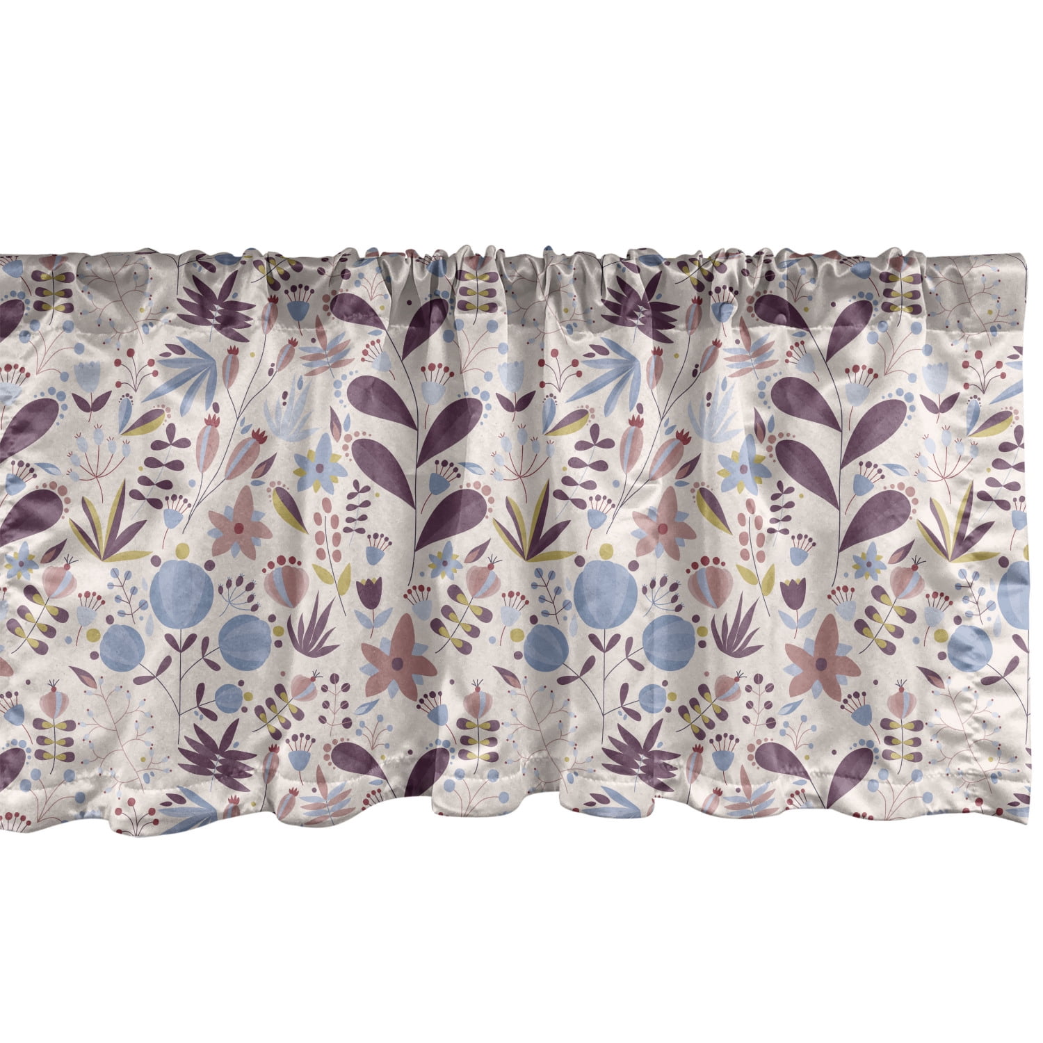 Multicolor Valance Botanical Window Valance, Floral Composition Artwork with Pastel Colors ...