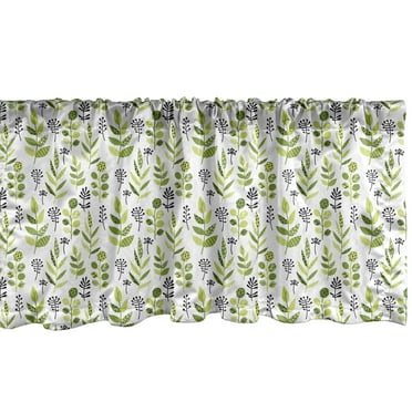 Botanical Window Valance, Leafy Branches and Herbs on a Plain Background, Curtain Valance for Kitchen Bedroom Decor with Rod Pocket, 54" X 12", Violet Apple Green, by Ambesonne
