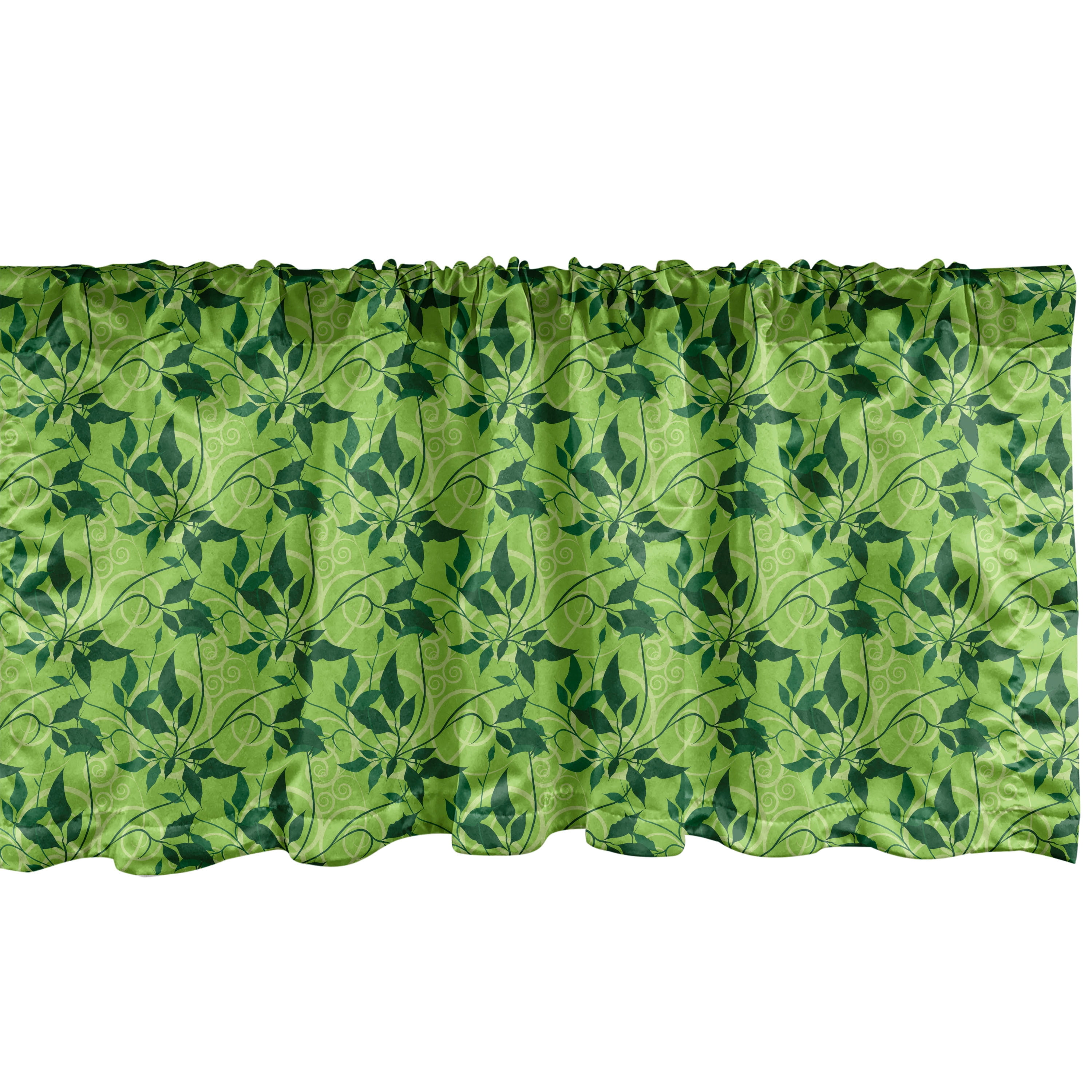 Ambesonne Botanical Valance Pack of 2, Clutter of Leaves Swirls, 54"X12