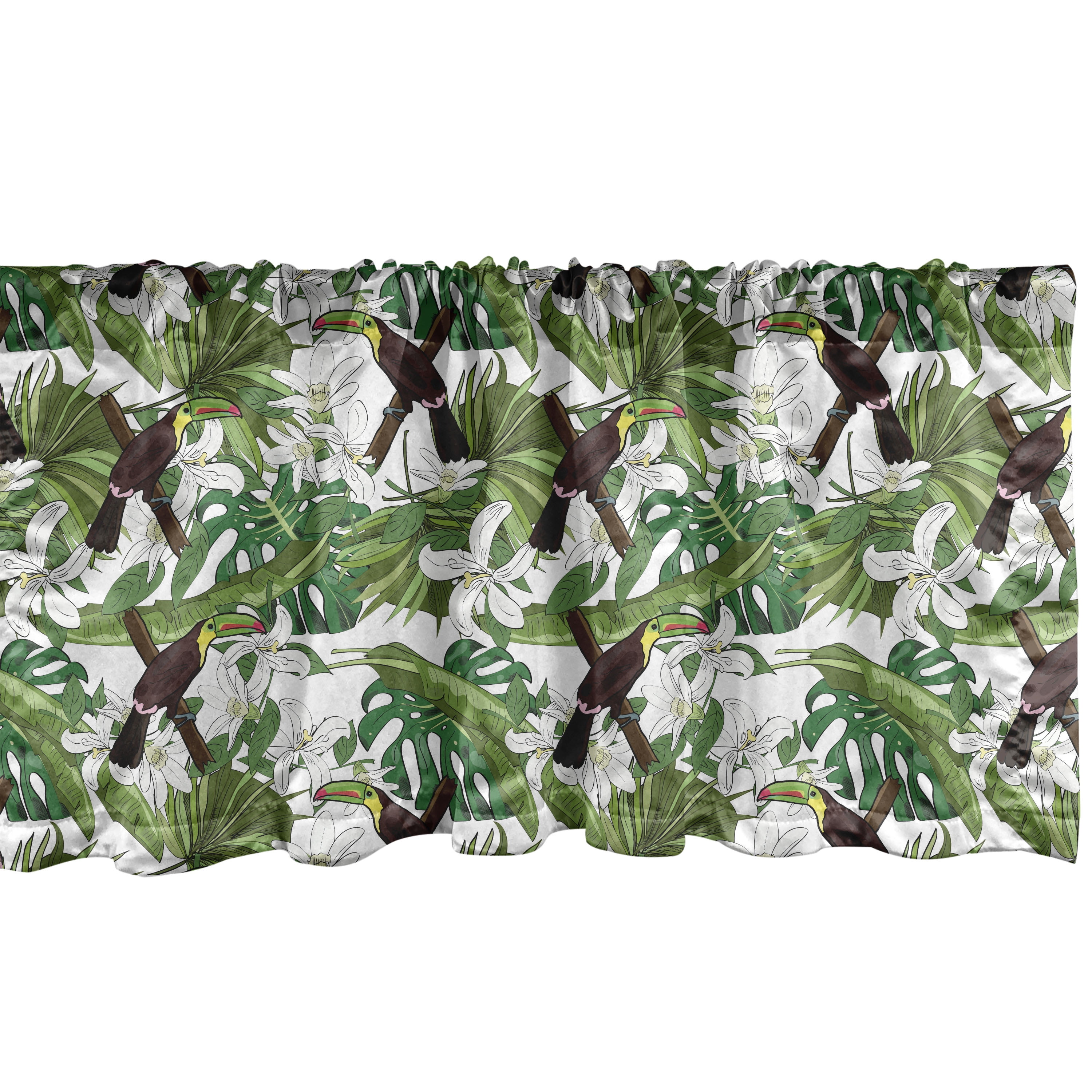 Botanical Window Valance Pack of 2, Colorful Illustrations of Toucans ...