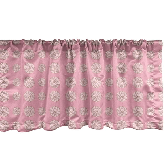 Ambesonne Floral Valance Pack of 2, Repetitive Roses Ornaments, 54"X18", Pale Pink Rose and Warm Taupe