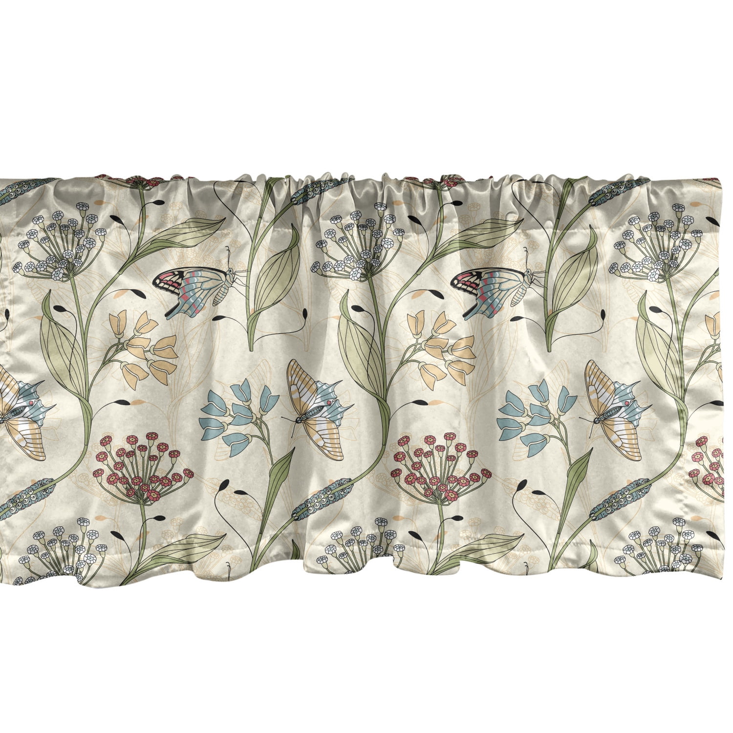 Ambesonne Botanical Valance Pack of 2, Pastel Tones Flourishing, 54
