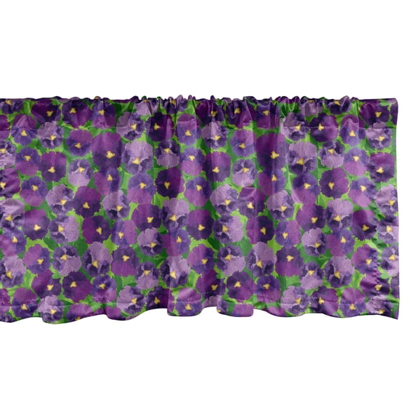 Ambesonne Flower Valance Pack of 2, Green Field with Pansy, 54"X18", Multicolor