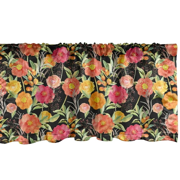 Ambesonne Botanical Valance Pack of 2, Vintage Summer Meadow, 54"X18", Multicolor