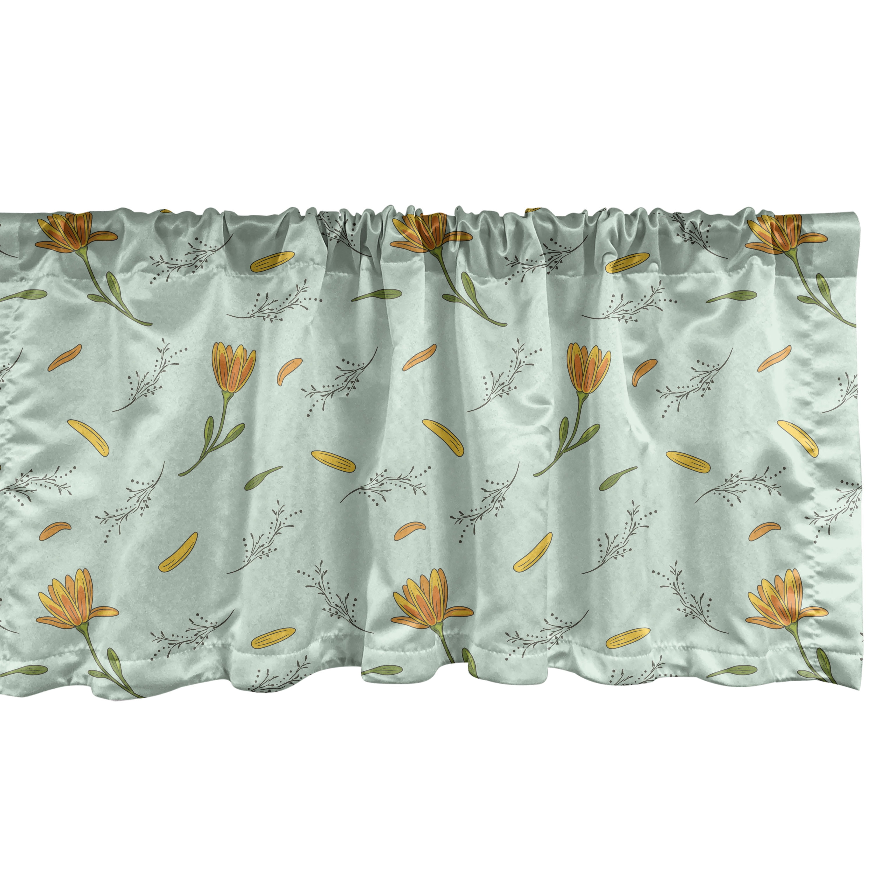 Ambesonne Botanical Valance Pack of 2, Flowers in Windy Weather, 54