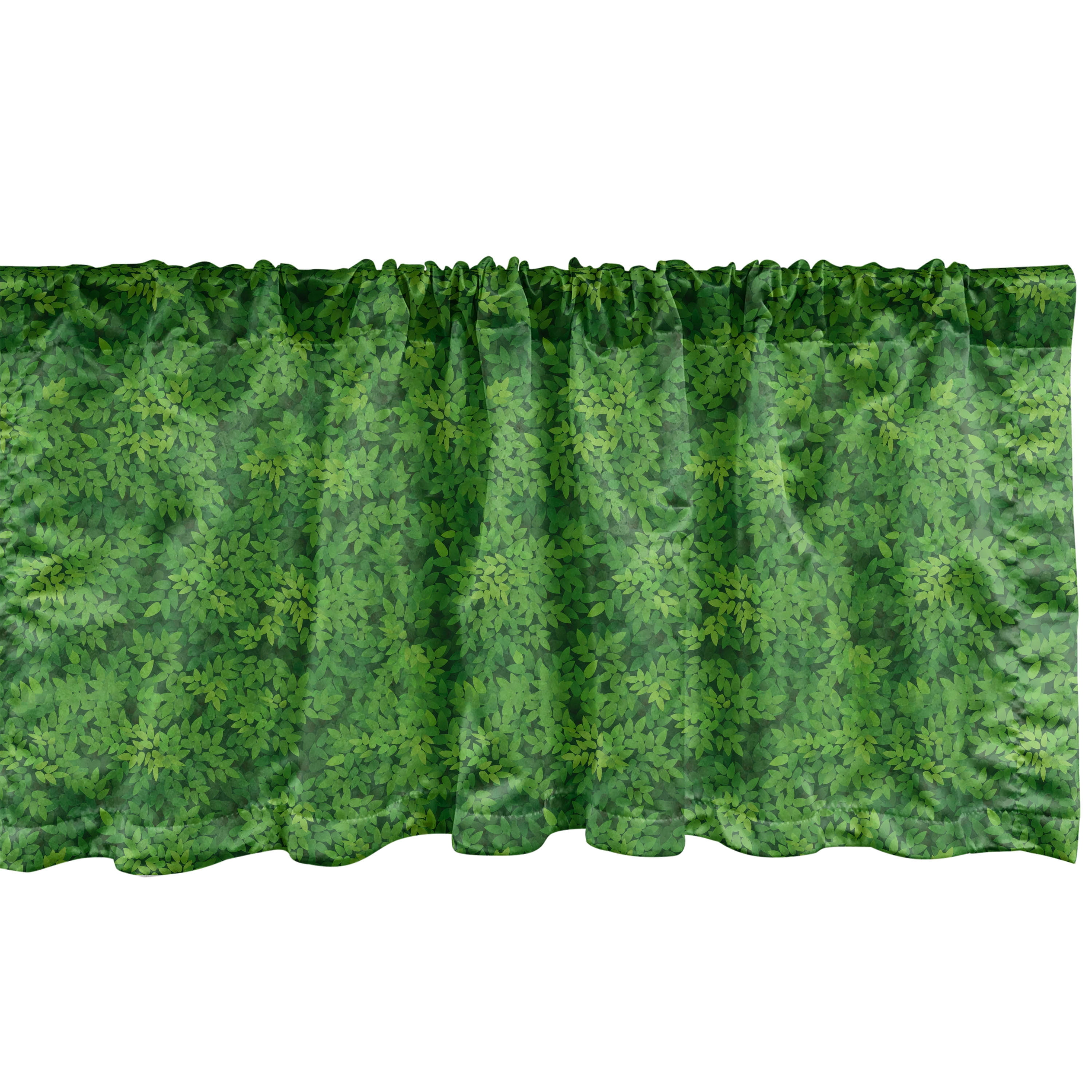 Botanical Window Valance Pack of 2, Overview Scene of Foliage Leafy