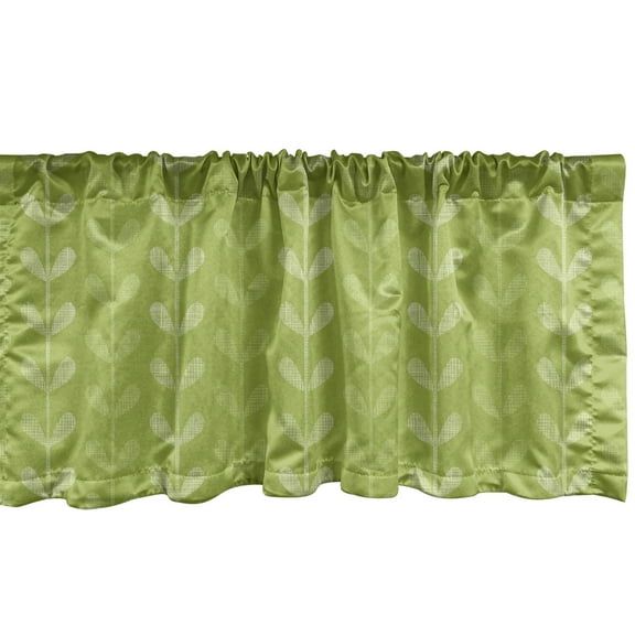 Ambesonne Botanical Valance Pack of 2, Vertical Nature Leaves, 54"X12", Apple Green White