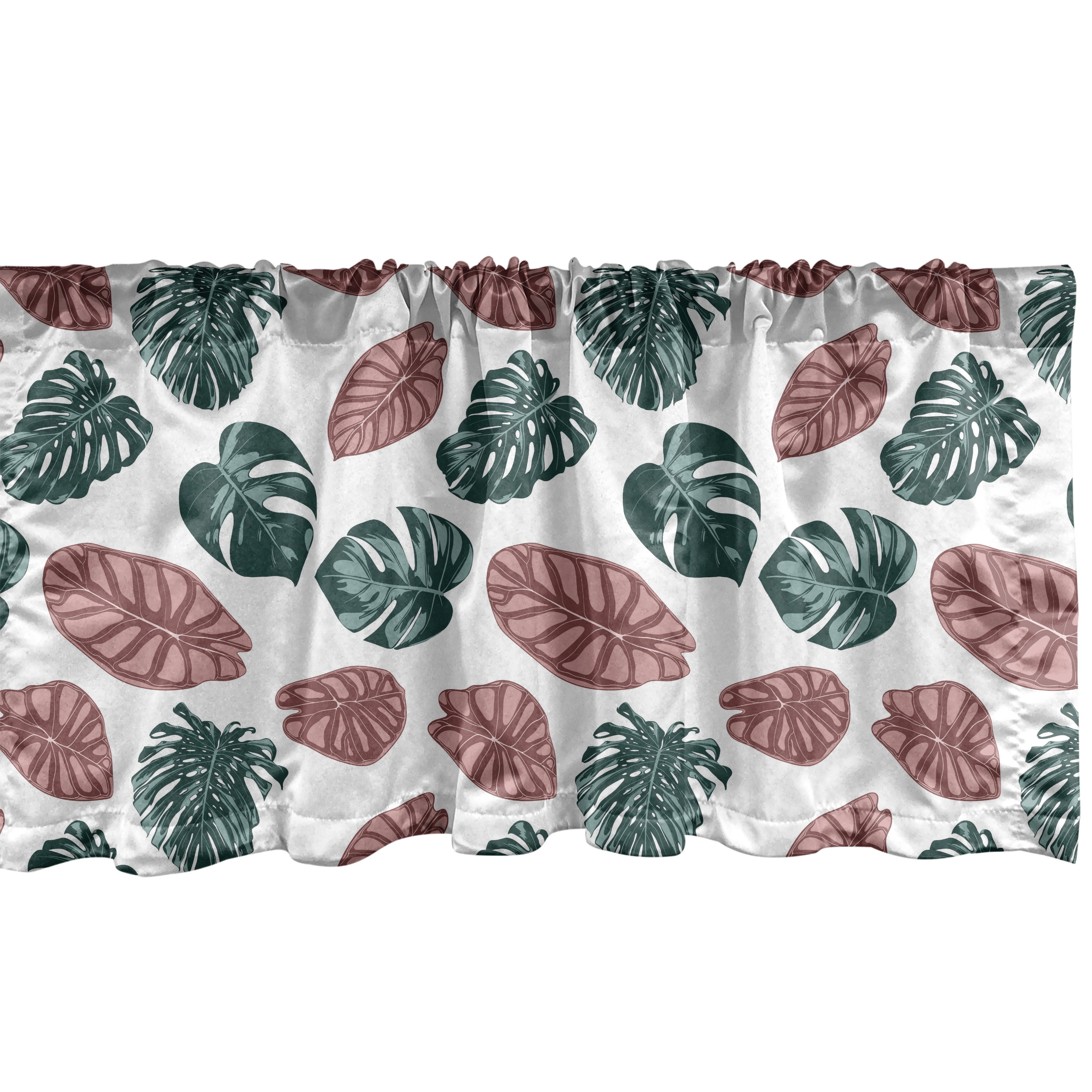 Ambesonne Botanical Valance Pack of 2, Philodendron Leaves Art, 54"X18
