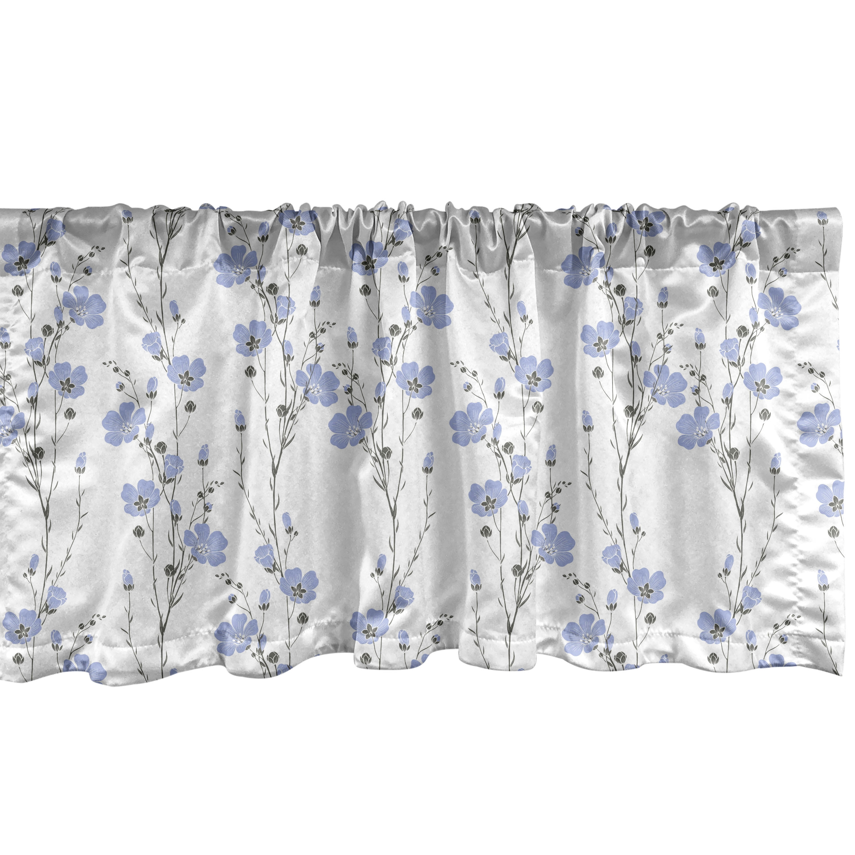 Botanical Window Valance Pack of 2, Vertically Budding Flax Flowers