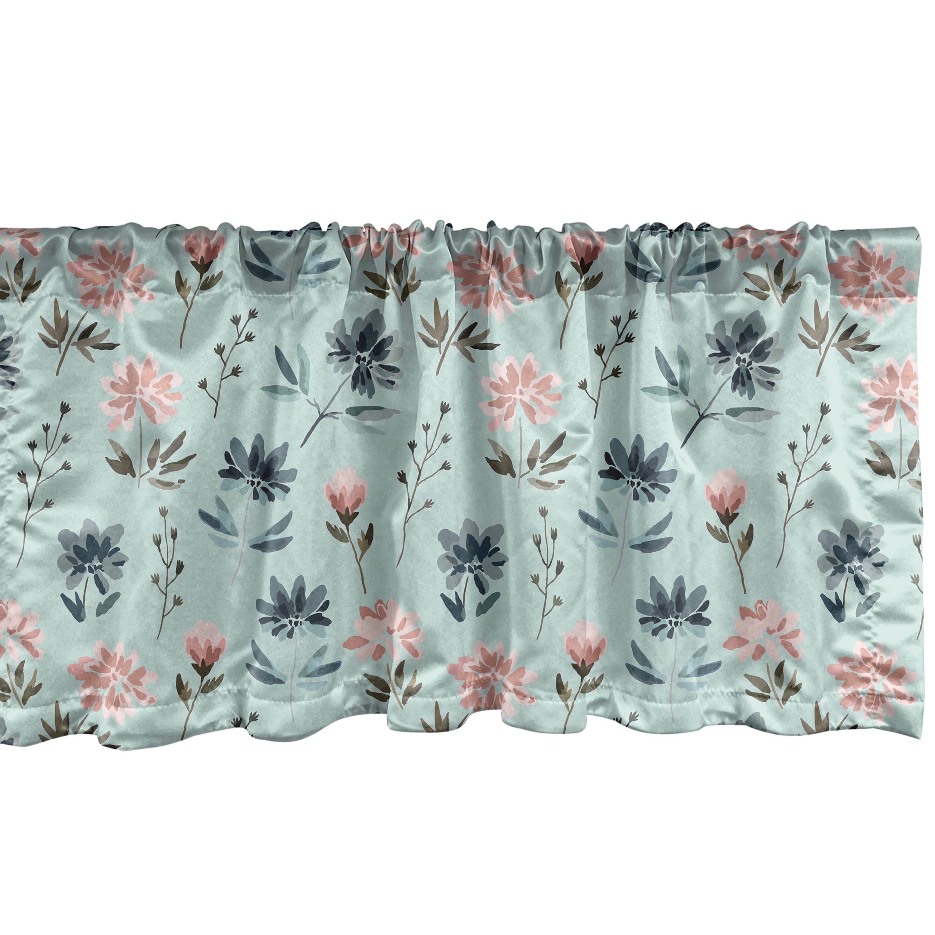 Botanical Window Valance, Pastel Flowers Spring Blossoming Branches of ...