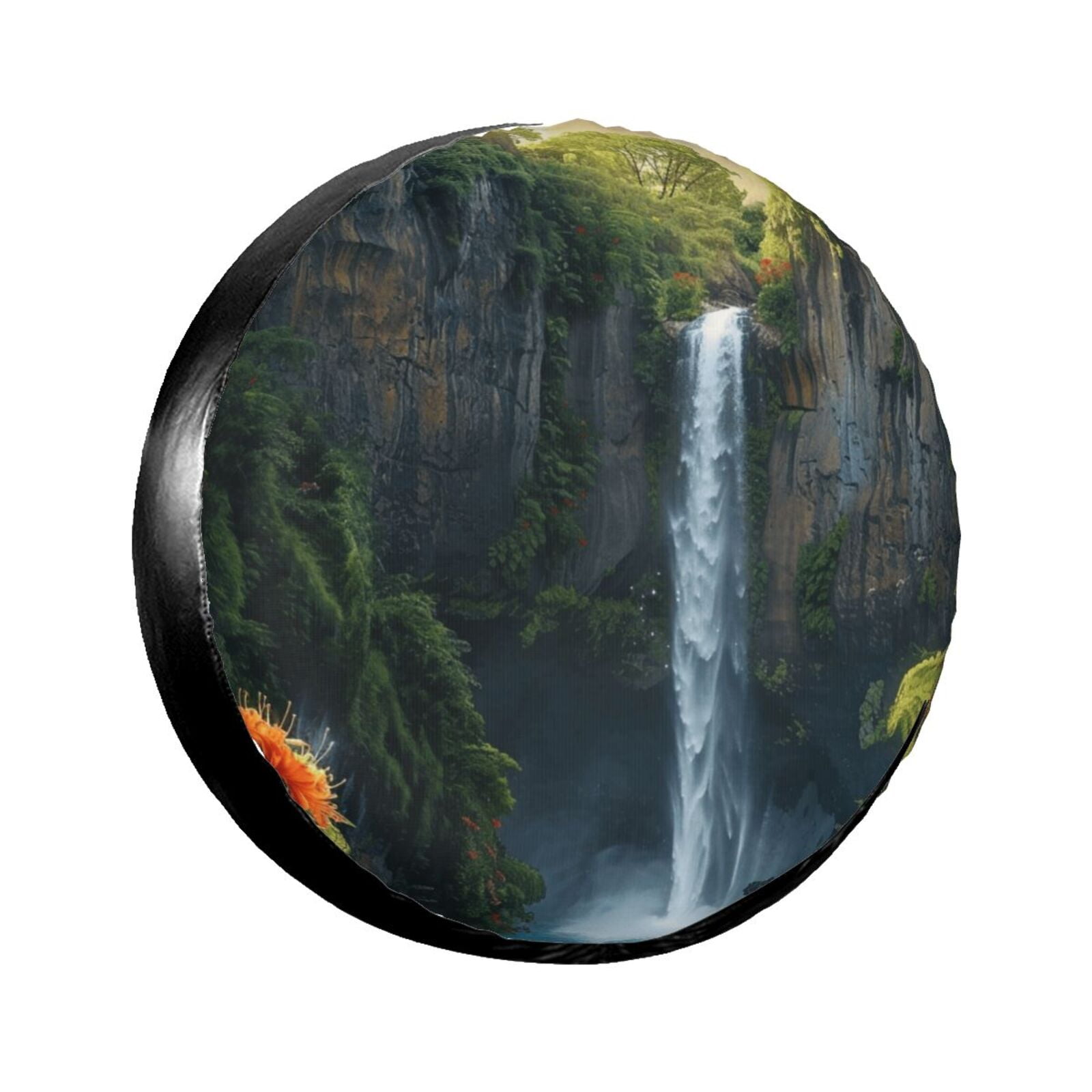 Botanical art under the Weatherproof tire protection cover spare tire