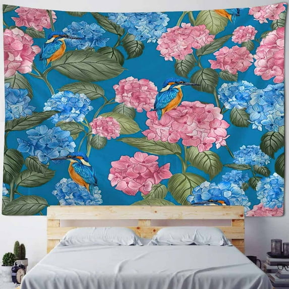 Botanical floral print tapestry wall hanging living room bedroom