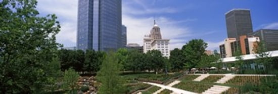 Botanical garden with skyscrapers in the background Myriad Botanical Gardens Oklahoma City Oklahoma USA Canvas Art - Panoramic Images (36 x 13)