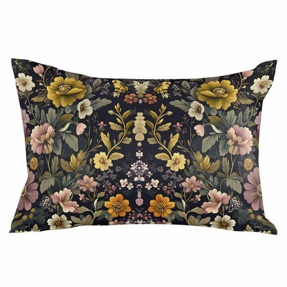 Botanicals Floral Throw Pillow Cover 20 x 26 Inch Decorative Pillow Cover Garden Seasonal Botanical Blooms Lumbar Pillowcase Seasonal Rectangle Cushion Case for Couch Sofa Bed Living Room
