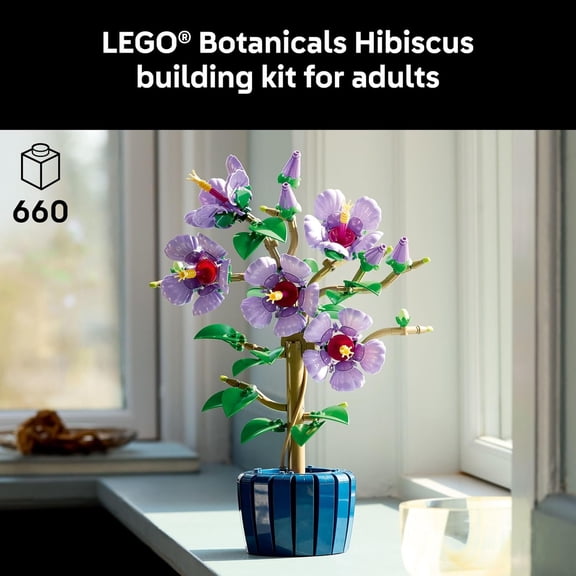 Botanicals Hibiscus Flower Building Set - Artificial Plant & Flower Building Blocks for Women & Men, Ages 18+ - Home, Office Decor Gift Idea - 10372