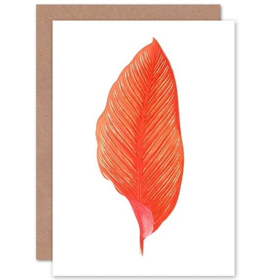 Botanics Red Orange Fine Stripes Greetings Card Plus Envelope Blank inside