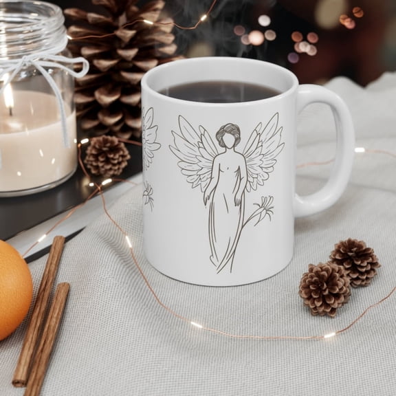 Botanil Angel Flower Coffee Mug, Botanil Angel Tea Cup, Natural Angel Cup, Gift Her, Gift Mom, God is A Woman.