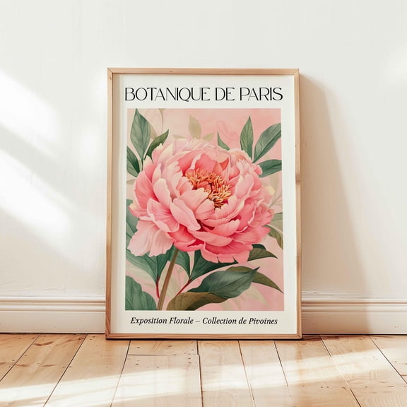 Botanique de Paris Poster Peony Art Print French Floral Poster Vintage Style Floral Wall Art Peony Art Print Botanical Print, Poster Only