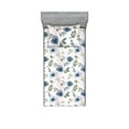 thumbnail image 1 of Botany Design Fitted Sheet & Pillow Sham Set, Watercolor Illustration of Blooming Flowers with Leaves Greenery, Decorative Printed 2 Piece Bedding Decor, Twin, Reseda Green Ceil Blue, by Ambesonne, 1 of 1