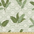 thumbnail image 1 of Ambesonne Retro Fabric by the Yard Upholstery, Palm Leaves Geometric, 1 Yard, Olive Green Cream, 1 of 5