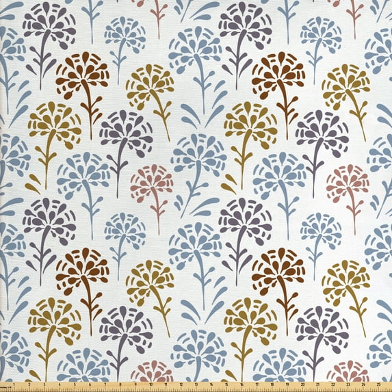 Ambesonne Botany Fabric by the Yard Upholstery, Abstract Flower Art Blooming, 2 Yards, Multicolor