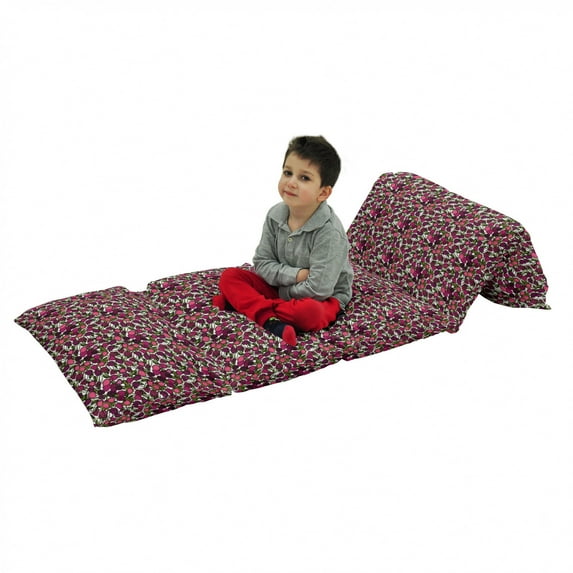 Botany Floor Pillow Lounger Cover, Graphic Designed Spring Fruit Themed Colorful Blackberries Branches, Nap Mat Printed Fabric Case for 5 Pillows, 88" x 36", Raspberry Lime Green, by Ambesonne