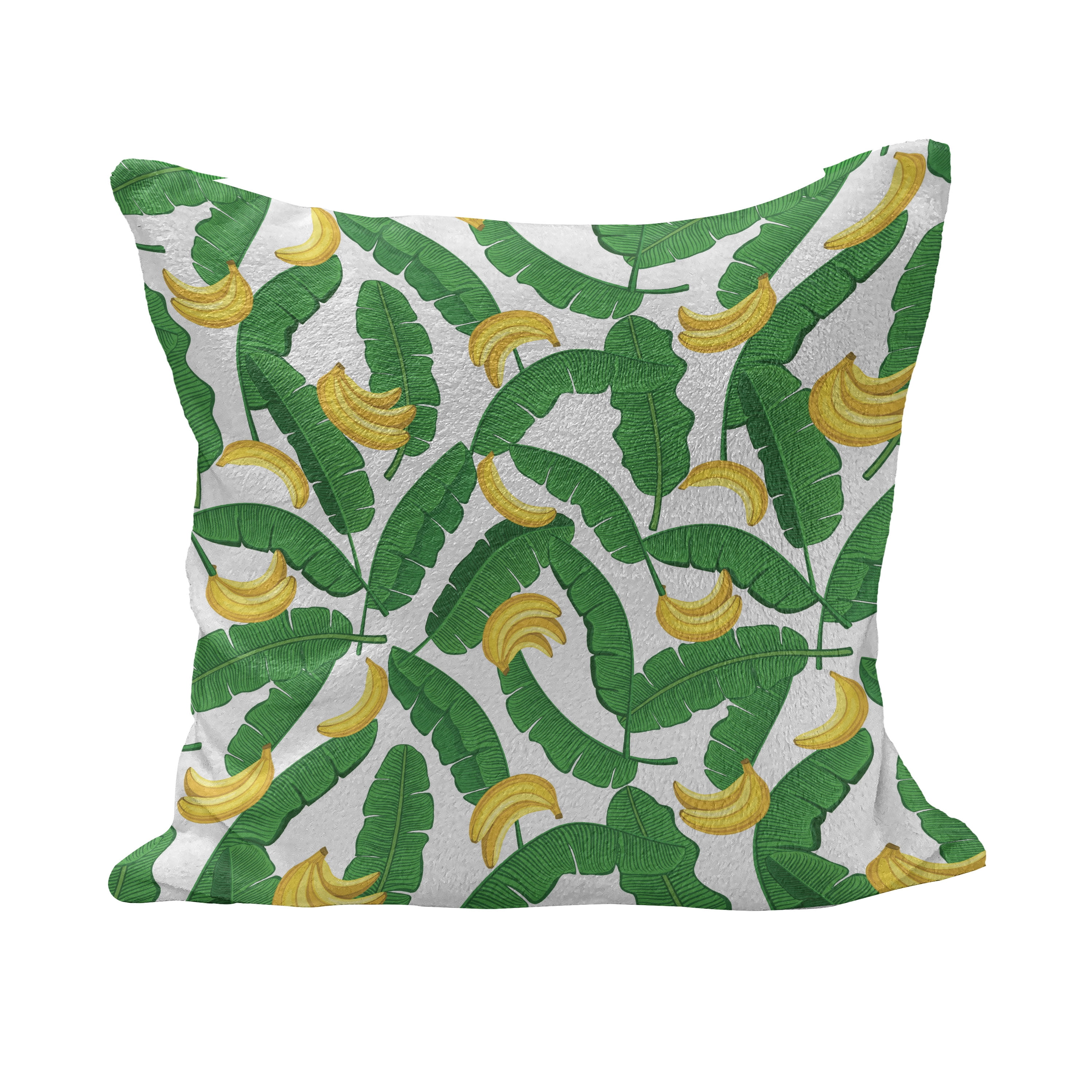 Botany Fluffy Throw Pillow Cushion Cover, Banana with Giant Tropical