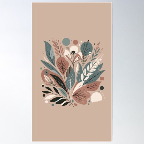 Botany In Pastel - Botanical Elements Poster Wall Art, Modern Wall Decor For Living Room Bedroom, 24x36 UNFRAMED