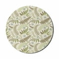 thumbnail image 1 of Botany Mouse Pad for Computers, Fern Leaves Curlicue Botanical Adornments Print on Pastel Background, Round Non-Slip Thick Rubber Modern Gaming Mousepad, 8" Round, Eggshell and Dark Tan, by Ambesonne, 1 of 2