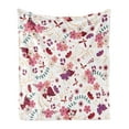 thumbnail image 1 of Botany Soft Flannel Fleece Throw Blanket, Cartoon Design Pattern of Spring Floweret and Blooming Branches Repetition Print, Cozy Plush for Indoor and Outdoor Use, 60" x 80", Multicolor, by Ambesonne, 1 of 5