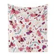 thumbnail image 1 of Botany Soft Flannel Fleece Throw Blanket, Cartoon Design Pattern of Spring Floweret and Blooming Branches Repetition Print, Cozy Plush for Indoor and Outdoor Use, 70" x 90", Multicolor, by Ambesonne, 1 of 5