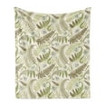 thumbnail image 1 of Botany Soft Flannel Fleece Throw Blanket, Fern Leaves Curlicue Botanical Adornments Print on Pastel Background, Cozy Plush for Indoor and Outdoor Use, 50" x 70", Eggshell and Dark Tan, by Ambesonne, 1 of 5