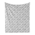 thumbnail image 1 of Botany Soft Flannel Fleece Throw Blanket, Hand Drawn Eucalyptus Leaves and Flower Pattern Greyscale Simple Art, Cozy Plush for Indoor and Outdoor Use, 70" x 90", Charcoal Grey Pale Grey, by Ambesonne, 1 of 6