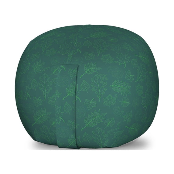 Botany Storage Toy Bag Chair, Leaves Herbs Ginkgo Maple Birch Branch of Forest Foliage Growth Essence, Stuffed Animal Organizer Washable Bag, Small Size, Dark Teal Laurel Green, by Ambesonne