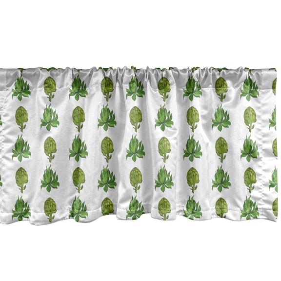 Ambesonne Botany Valance Pack of 2, Succulent Flower Plants Art, 54"X18", Green White