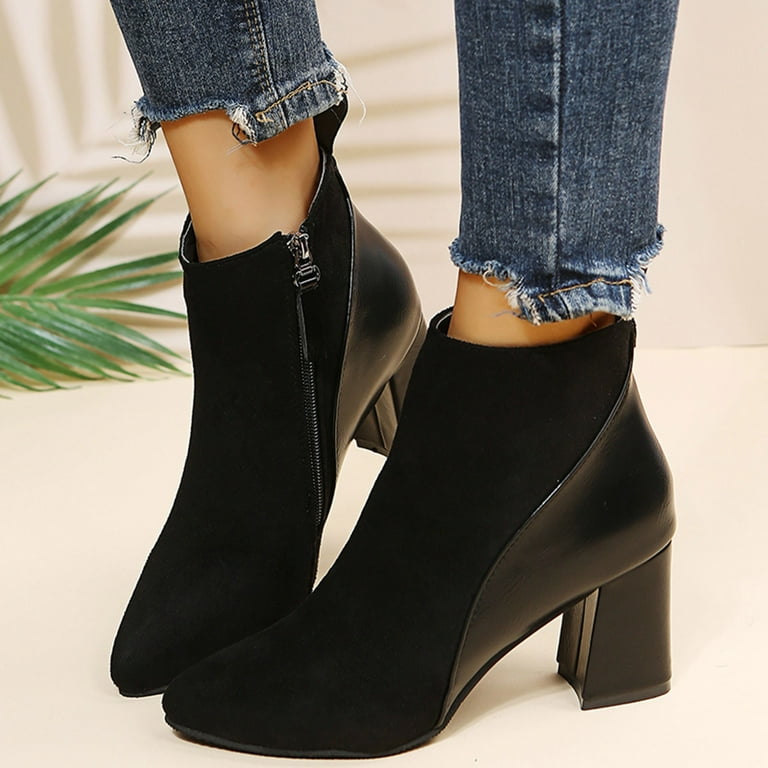 Botas De Invierno Botines De Mujer Long Botas Mujer Ankle Boot Women s Ankle Boots Short Botas De Mujer Fashion solid colour ankle boots autumn and