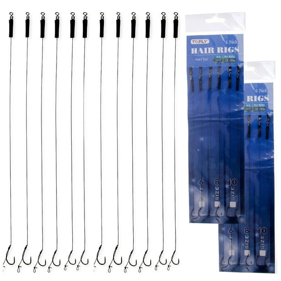 Botattraeck 12 Pcs Curve Shank Carp Hooks Fishing Hair Rigs Barbless Carp Fishing Tackle Fishing Hook for Using in Freshwater and Saltwater